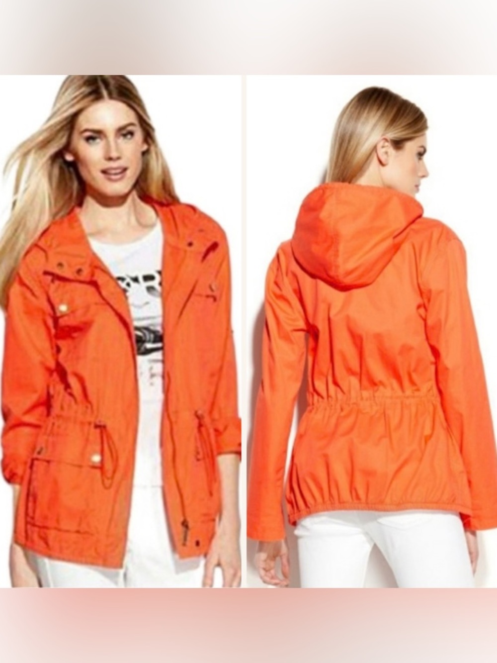 MICHAEL Michael Kors Coral Utility Anorak Jacket with Hoodie Size L